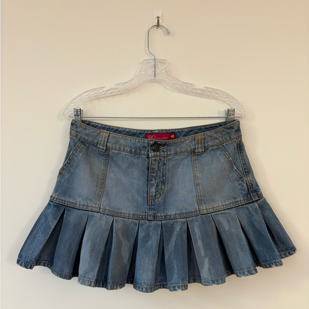 Y2K Light Blue Pleated Mini Skirt